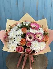 Букет цветов из:  Розы, Герберы и Хризантемы #REPLACE_PRED# Базарный Карабулак