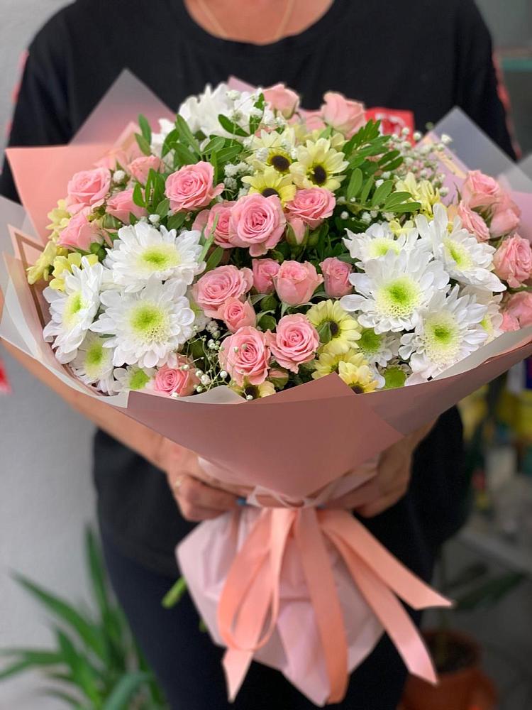 Букет цветов из: Розы и Хризантемы в Базарный Карабулак
