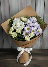 Букет цветов из:  Хризантемы и Розы в Базарный Карабулак