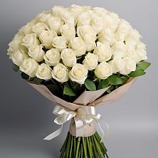 Букет 101 беля роза Белоснежка в Базарный Карабулак