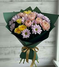 Букет цветов из:  Хризантемы и Розы #REPLACE_PRED# Базарный Карабулак