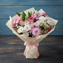 Букет цветов из:  Хризантемы, Альстромерии и Розы в Базарный Карабулак