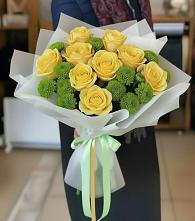 Букет цветов из:  Хризантемы и Розы в Базарный Карабулак