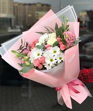 Букет цветов из:  Розы, Лизиантусы и Хризантемы в Базарный Карабулак