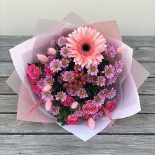 Букет цветов из:  Розы, Герберы и Хризантемы в Базарный Карабулак