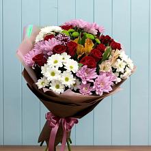 Букет цветов из:  Розы, Хризантемы и Альстромерии в Базарный Карабулак