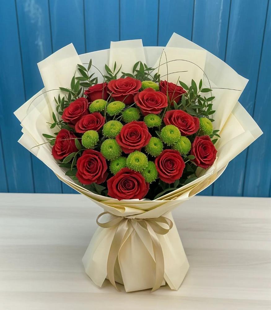 Букет цветов из: Розы и Хризантемы в Базарный Карабулак