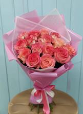 Букет 15 Розовых роз Равель в Базарный Карабулак
