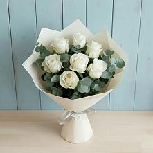 Букет Белые розы в Эвкалипте #REPLACE_PRED# Базарный Карабулак